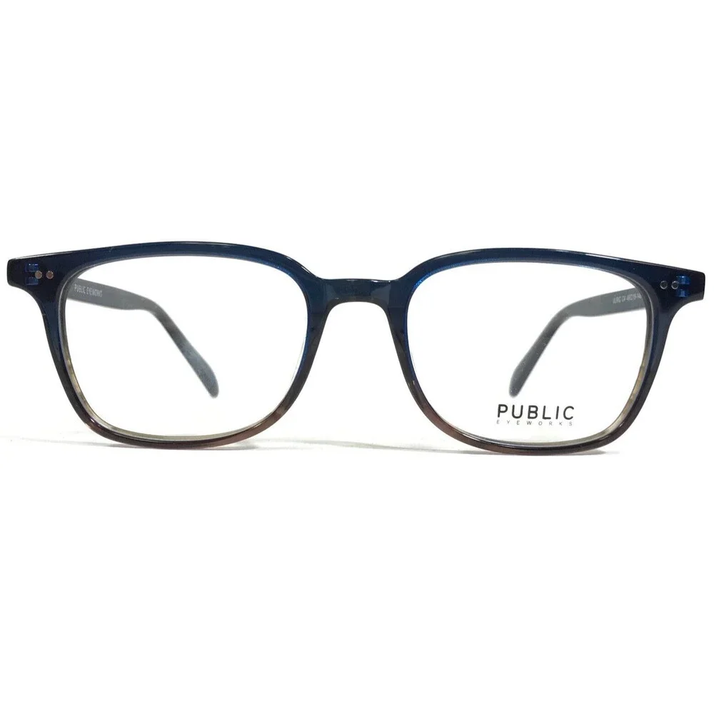 Public Eyeworks Eyeglasses Frames ULRIC C4 Brown Blue Square Horn Rim 49-19-148